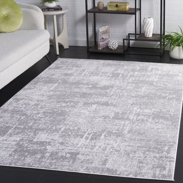Amelia 7 ft. x 7 ft. Ivory/Stone Gray Abstract Distressed square Area Rug