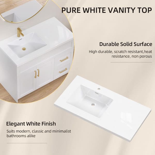 Zeafive Tor 42 in. W x 22 in. D Solid Surface Cultured Marble