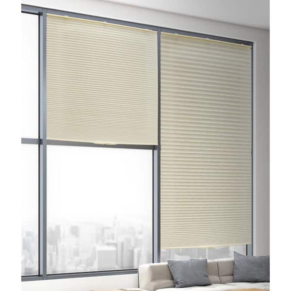 Lumi Home Furnishings DIY Ivory Cordless Room Darkening Polyester Honeycomb Cellular Shade 42 in. W x 64 in. H