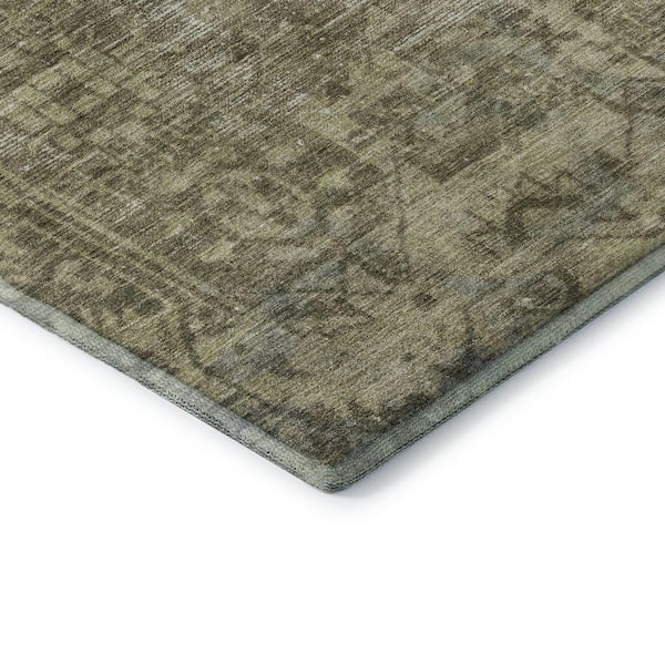 Mayfield Premium Machine Washable Abstract AMF1228 Olive 9 ft. x 12 ft. Area Rug