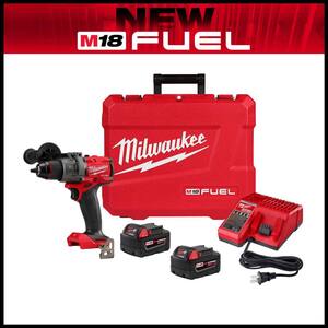 M18 FUEL 18V Lithium-Ion Brushless Cordless 1/2 in. Drill/Driver Kit W/(2) 5.0Ah Batteries, Charger, and Hard Case