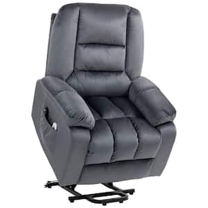Gray Electric Power Lift Fabric Overstuffed Recliner Chair with Remote Control and Massage for the Elderly