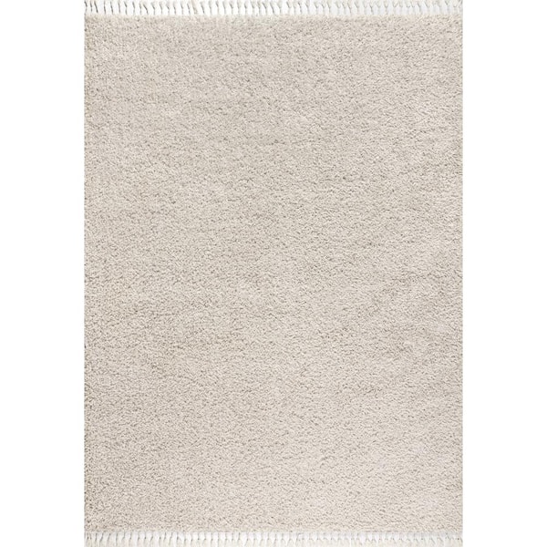 Mercer Shag Plush Tassel Cream 3 ft. x 5 ft. Area Rug