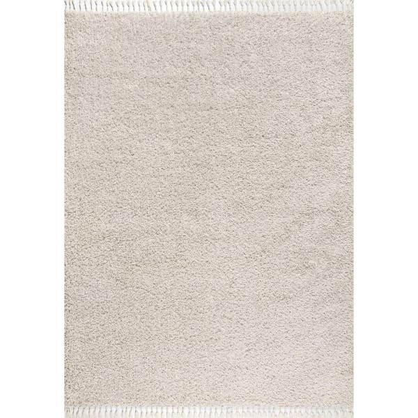 Mercer Shag Plush Tassel Cream 8 ft. x 10 ft. Area Rug