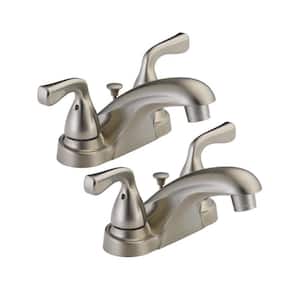 Foundations 4 in. Centerset 2-Handle Bathroom Faucet in Brushed Nickel (2-Pack)
