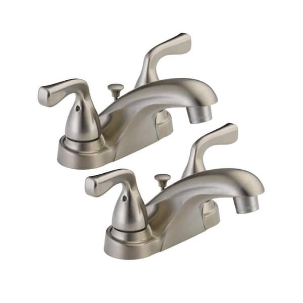 Delta Foundations 4 in. Centerset 2-Handle Bathroom Faucet in Brushed Nickel (2-Pack)