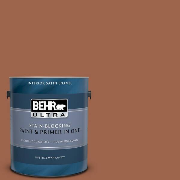 BEHR ULTRA 1 gal. #UL120-4 Antique Copper Satin Enamel Interior Paint and Primer in One