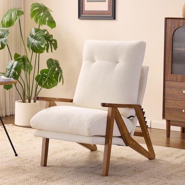 White Chenille Arm Chair