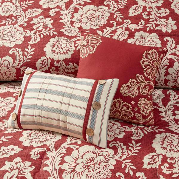 9 Piece popular King Duvet Set 100% Cotton - Red