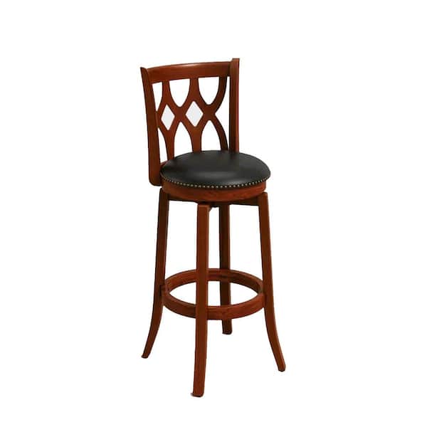 Boraam Cathedral 29 in. Cherry Swivel Cushioned Bar Stool