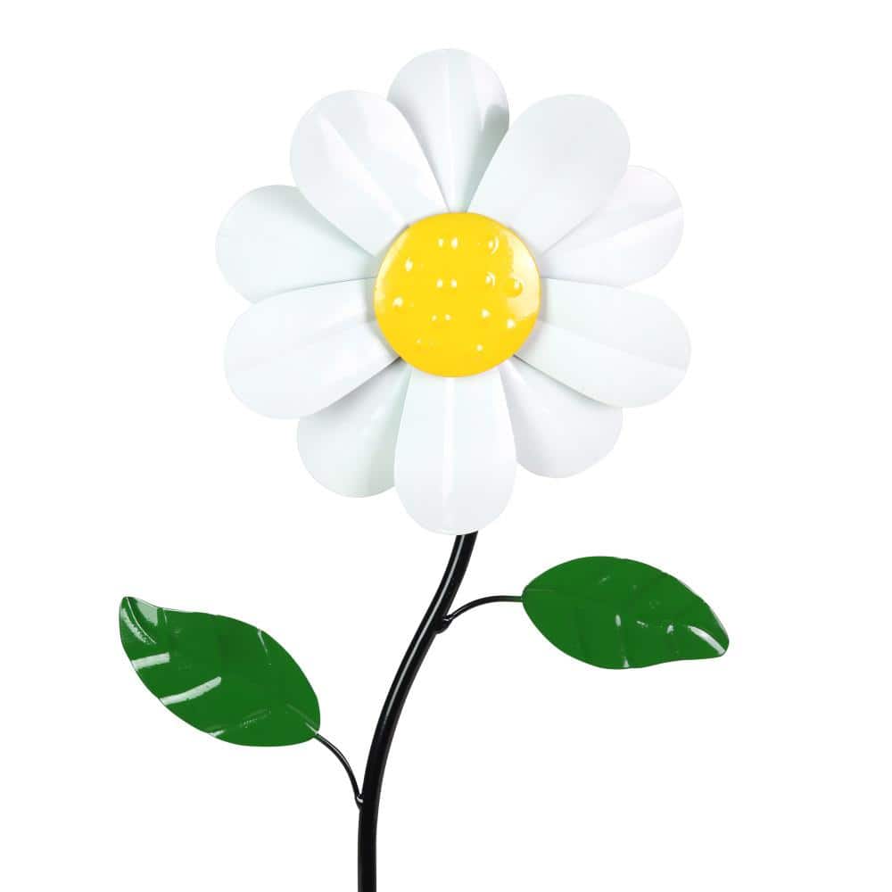 Exhart 9 in. W Daisy 2.17 ft. White Metal Garden Stake 77147H