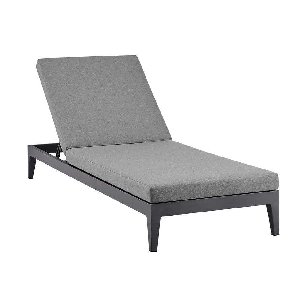 Menorca Gray Aluminum Outdoor Adjustable Chaise Lounge with Cushions
