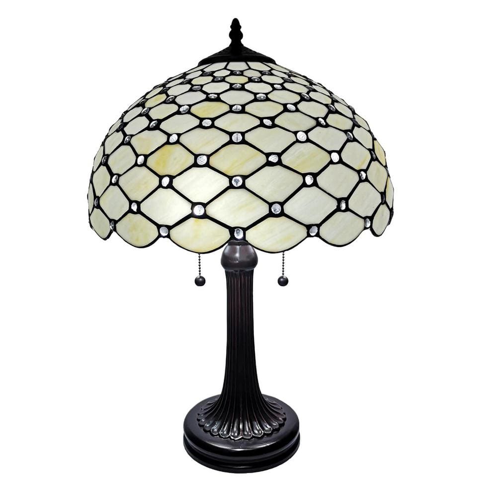 Amora Lighting 26 In. Tiffany Style Jeweled Table Desk Banker Lamp ...