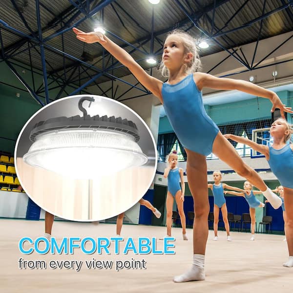 1 ft. 400-Watt Equivalent LED Compatible Black High Bay Light, 150W 18750 Lumens UFO Fixture for Warehouse and Workshop