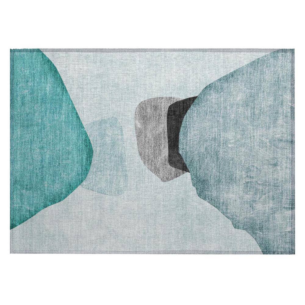 Teal Ivory and Gray 2 ft. x 3 ft. Woven Abstract Rectangle Indoor/Outdoor Area Rug price history on PriceWatchPro
