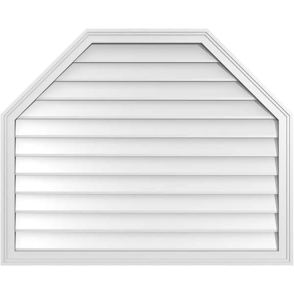 Ekena Millwork 42 in. x 34 in. Octagonal Top Surface Mount PVC Gable Vent: Decorative with Brickmould Frame