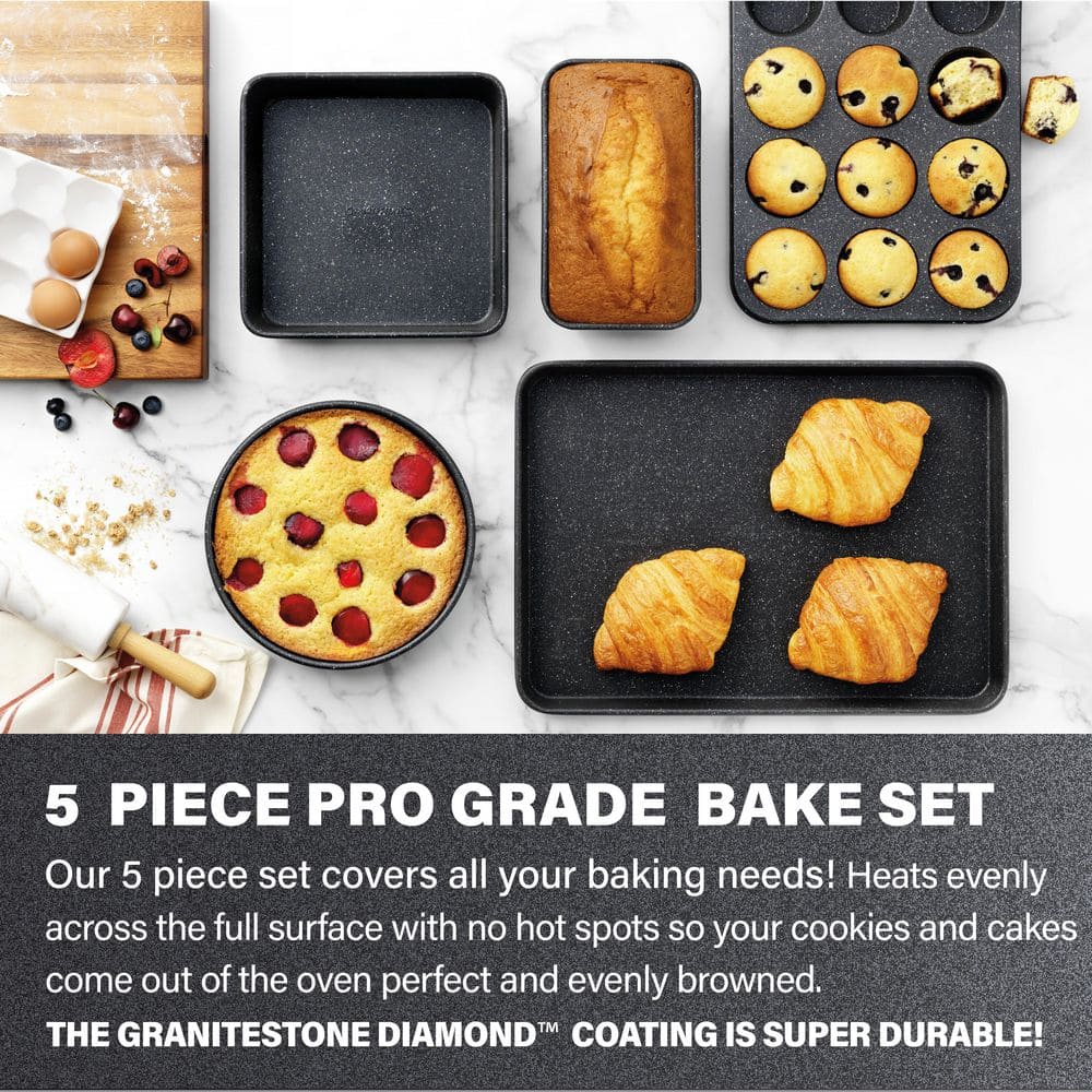 Granite Stone Black 5-Piece Nonstick Aluminum Bakeware Set