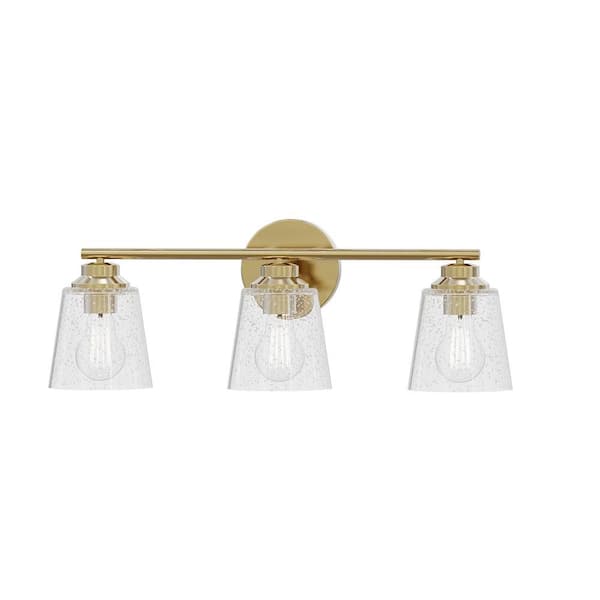 Montford 21.75 in. Plug and Play 3-Light Plated Gold Vanity Light with SkyPlug
