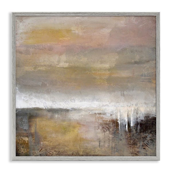 Stupell Industries Neutral Earthy Abstract Landscape by Karen Hale Gray Framed Abstract Giclee Art Print 24 in. x 24 in.