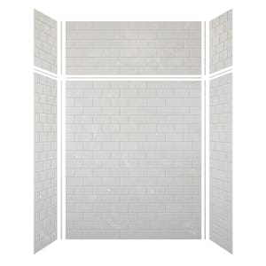 Saramar 60 in. W x 96 in. H x 36 in. D 6-Piece Glue to Wall Alcove Shower Wall Kit with Extension in Lunar