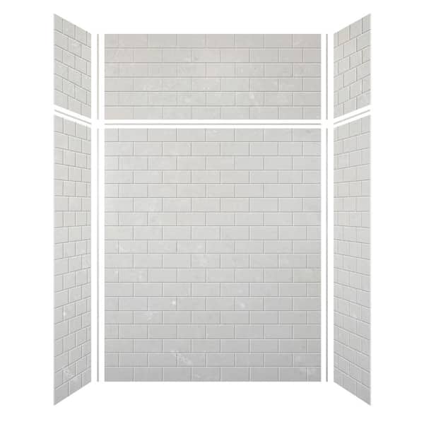 Transolid Saramar 60 in. W x 96 in. H x 36 in. D 6-Piece Glue to Wall Alcove Shower Wall Kit with Extension in Lunar