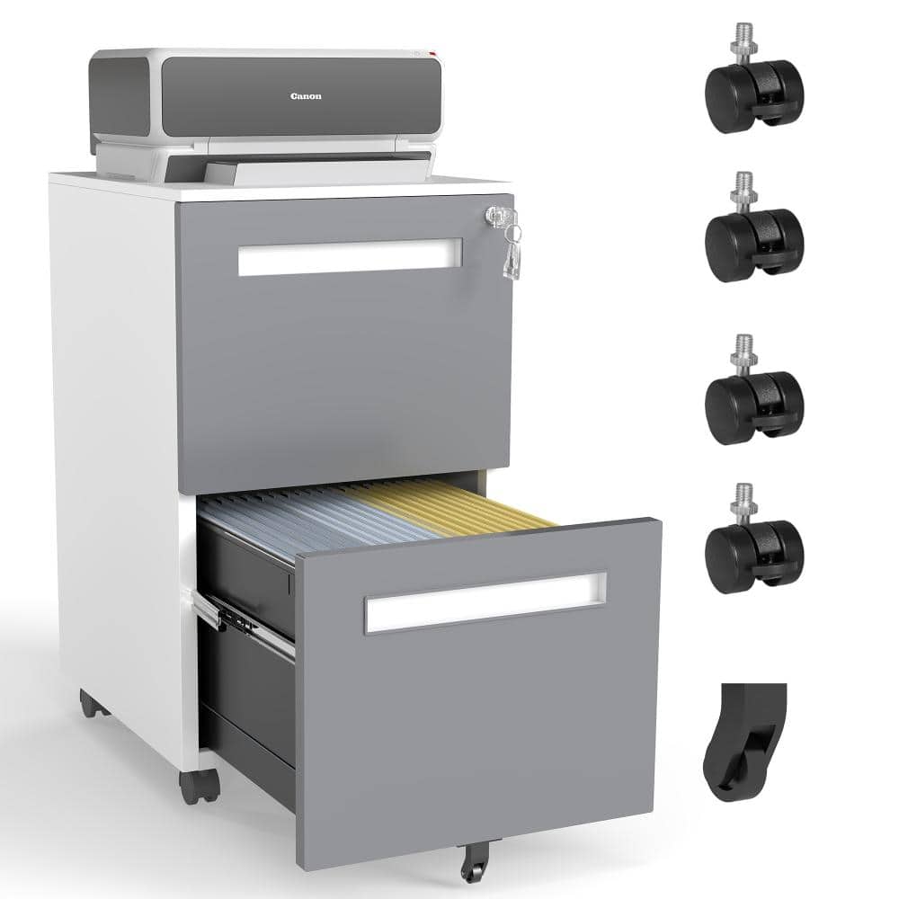2-Drawer Mobile File Cabinet with Lock