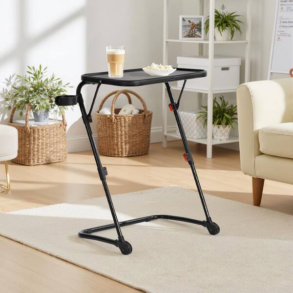 WONDER COMFORT 19.3 in. Black Small Foldable 4 Height and 3