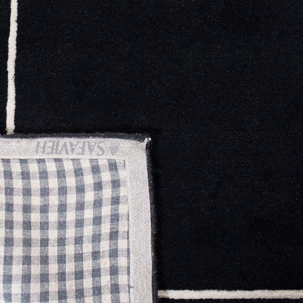 Hand-Tufted Black and Ivory Wool Runner Rug