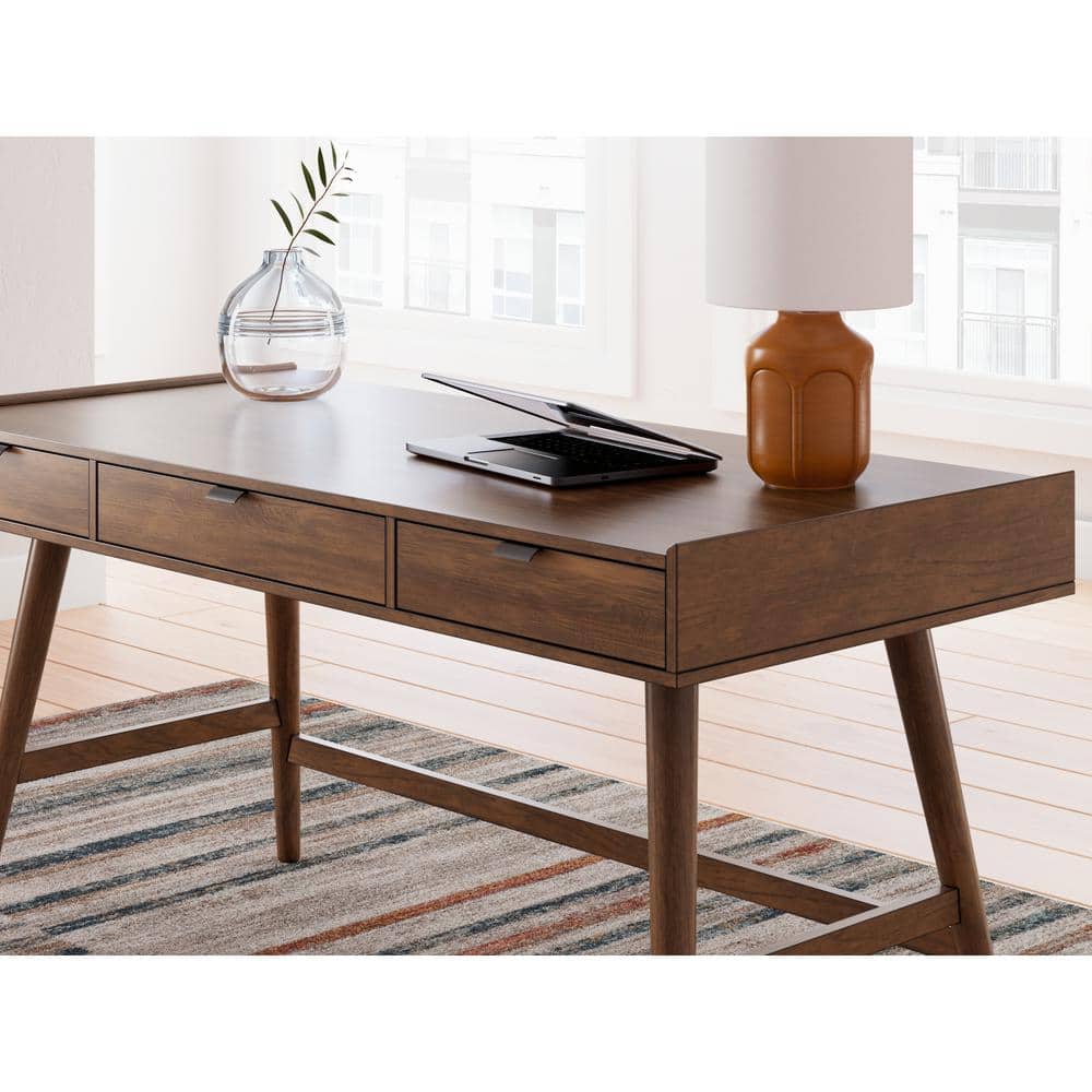 Lyncott 60" Brown Wood Home Office Desk with Drawers