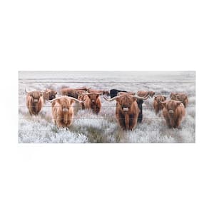 "Highland Herd" Planked Wood Farmhouse Art Print 19 in. x 45 in.