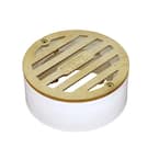 3 in. Brass Round Drainage Grate with PVC Collar