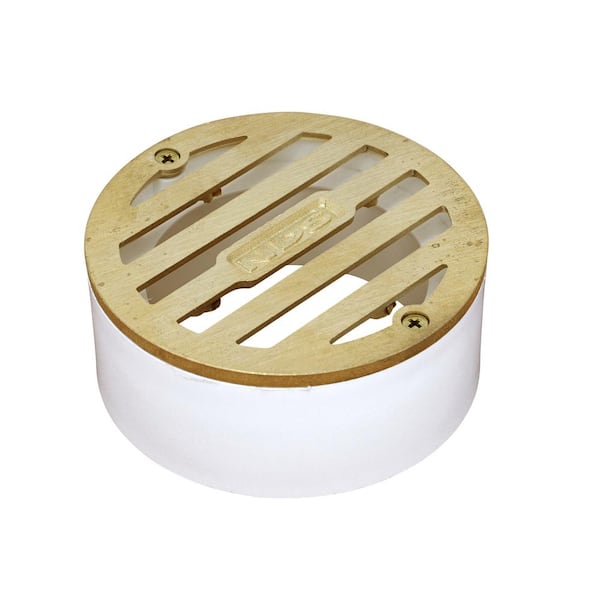 NDS 3 in. Brass Round Drainage Grate with PVC Collar