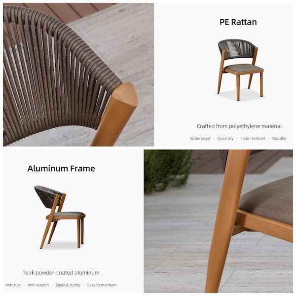 PURPLE LEAF 7-Piece Aluminum Wicker Dining Table and Chairs Patio