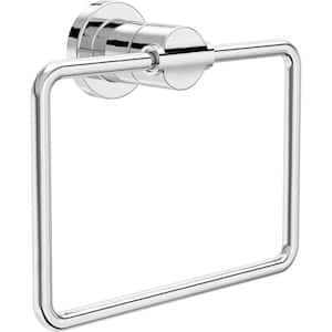 Nicoli Wall Mount Square Closed Towel Ring Bath Hardware Accessory in Polished Chrome