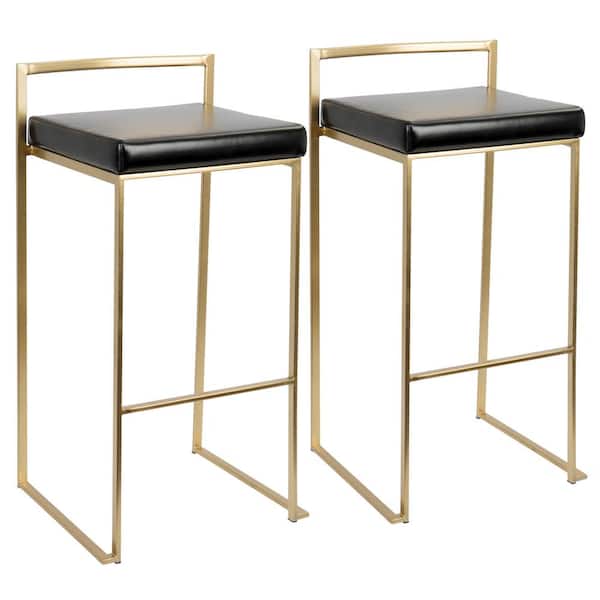 Lumisource Fuji Gold and Black Stackable Bar Stool (Set of 2)