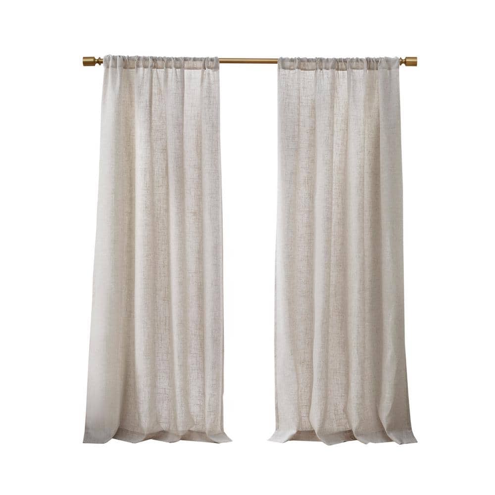 Natural Linen Blend Light Filtering Curtain Panel Pair