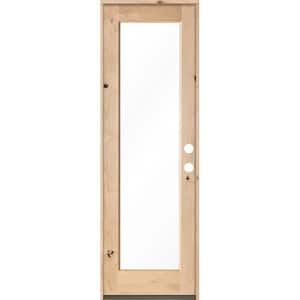 30 in. x 96 in. Rustic Alder Full-Lite Clear Low-E Glass Unfinished Wood Left-Hand Inswing Exterior Prehung Front Door