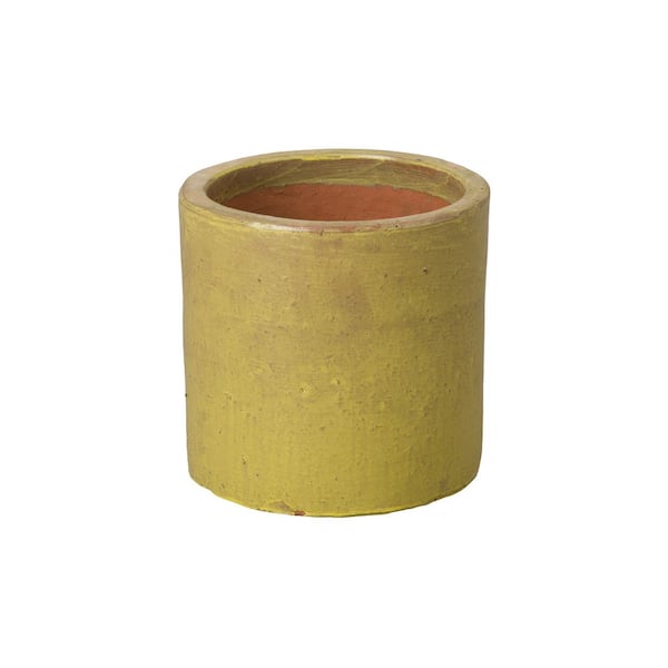 10.5 in. Gray Ceramic Round Planter (10.5 in. L x 10.5 in. W x 10 in. H) High-Fire Treatment with Drainage Hole