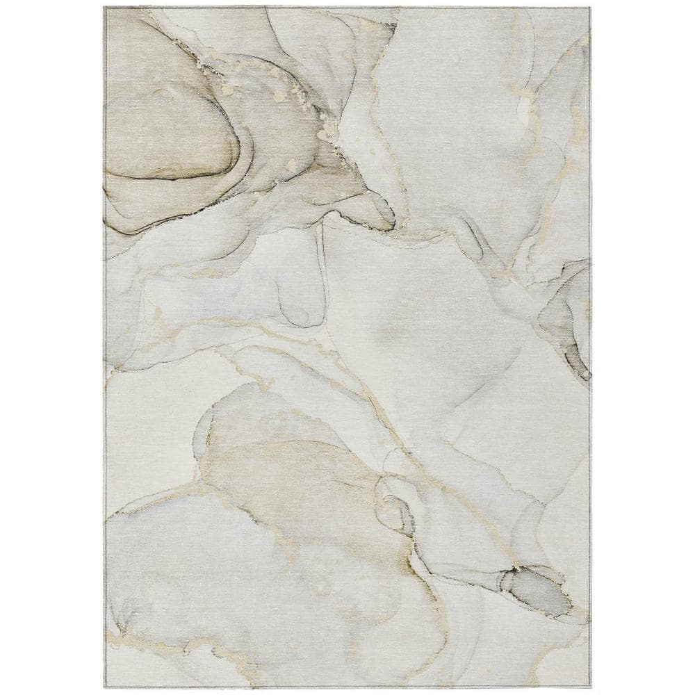 Beige and Ivory 5 ft. x 8 ft. Woven Abstract Polyester Rectangle Indoor/Outdoor Area Rug price history on PriceWatchPro