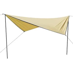 11.8 ft. x 9.5 ft Waterproof Camping Tarps, Portable Tent Tarp with Poles UV Protection,210T Polyester for Camping Beige