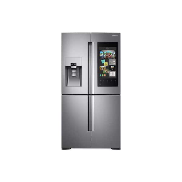 Samsung 22 cu. ft. Family Hub 4-Door French Door Smart Refrigerator in Stainless Steel with AKG Speaker, Counter Depth