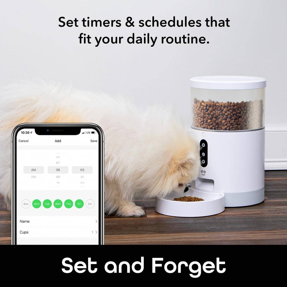 Smart 4L White Automatic Pet Feeder with Wi-Fi Control
