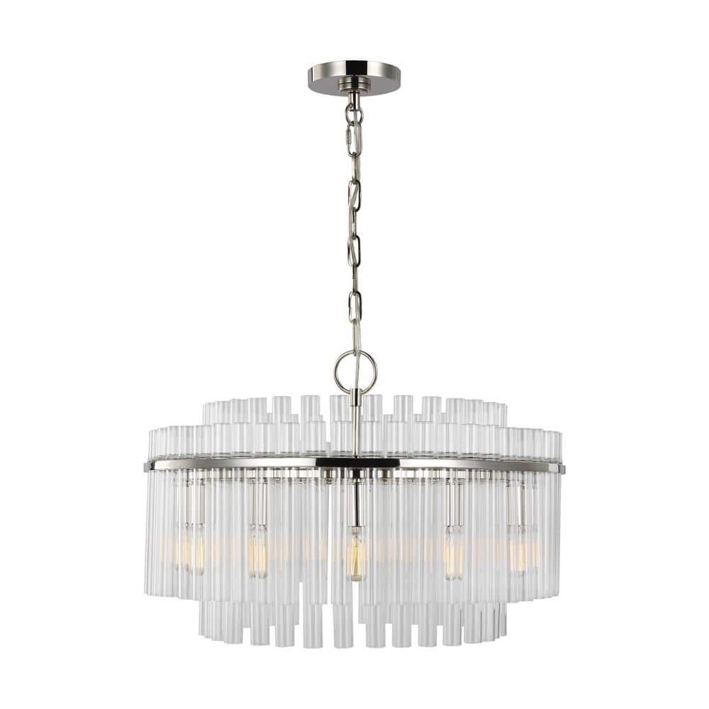 Beckett 12-Light Polished Nickel Drum Chandelier with Clear Glass