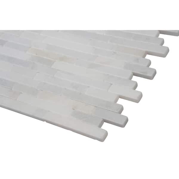 Greecian White Veneer 8 in. x 18 in. x 10 mm Textured Marble Mesh-Mounted Mosaic Tile (10 sq. ft. / case) Greecian White Veneer 8 in. x 18 in. x 10 mm Textured Marble Mesh-Mounted Mosaic Tile (10 sq. ft. / case)