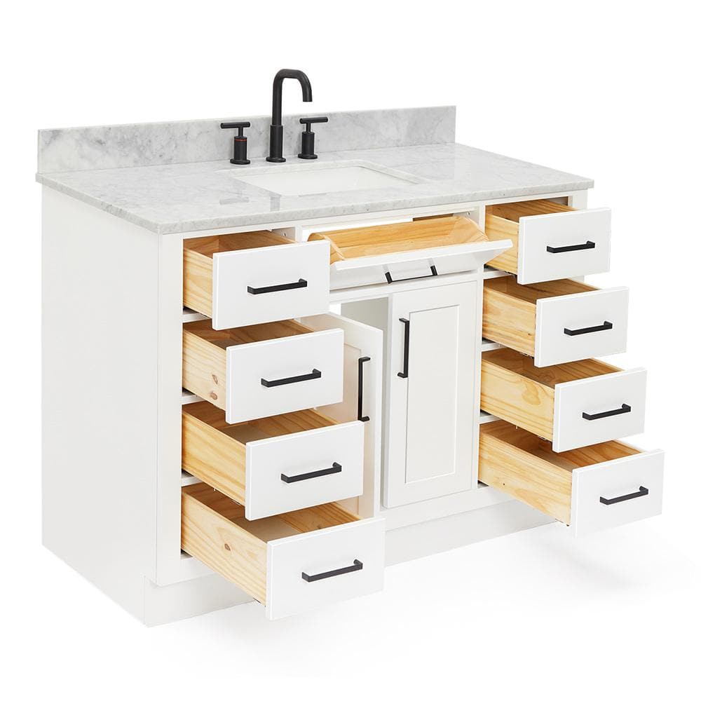 Hepburn 49" White Marble Top Single Basin Vanity Set