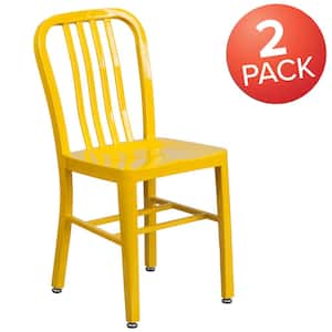 Metal Outdoor Dining Chair in Yellow (Set of 2)