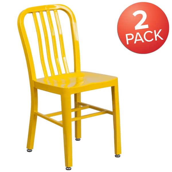Carnegy Avenue Metal Outdoor Dining Chair in Yellow (Set of 2)
