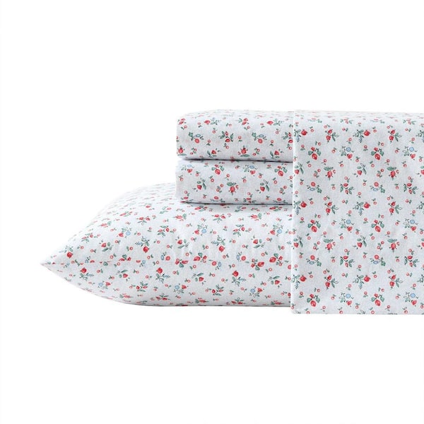 Laura Ashley Aylesmore Ditsy Floral 3-Piece Red/Light Blue Percale