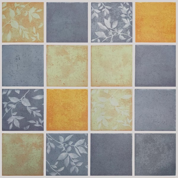 Dundee Deco Falkirk Bhoid Gold Pewter Olive Rust Squares Leaves Vinyl Peel and Stick Self Adhesive Wallpaper (Covers 36 sq. ft.)