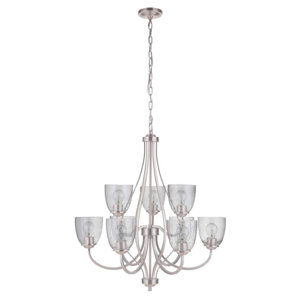 Serene Brushed Polished Nickel 9-Light Transitional Chandelier